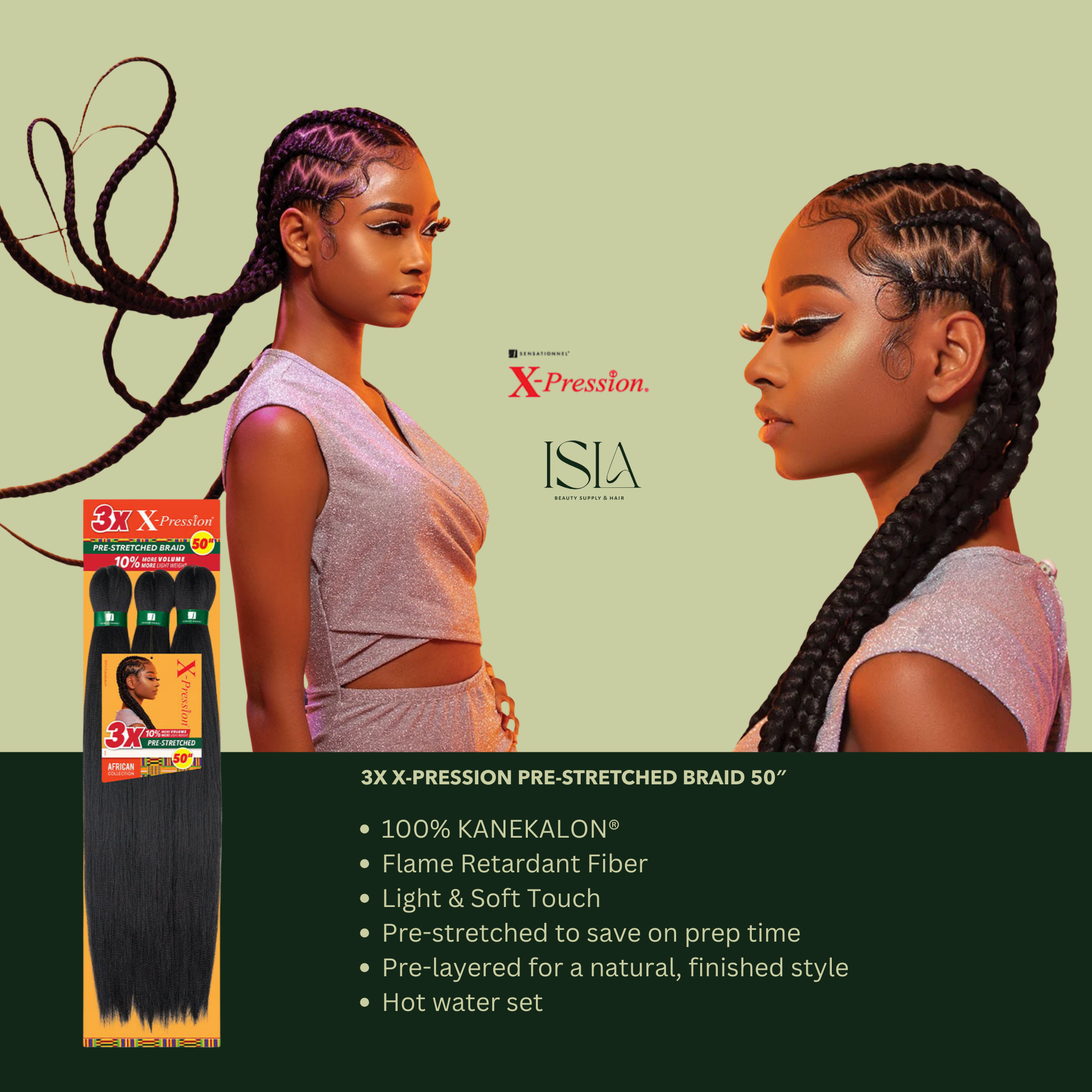 3X X-PRESSION PRE-STRETCHED BRAID 50 - Isla Beauty Supply