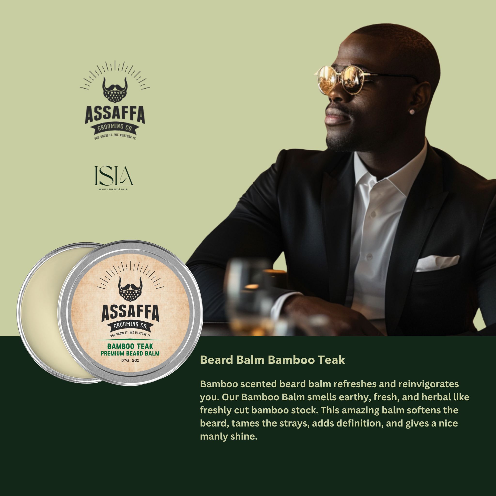 Beard Balm Bamboo Teak - Assaffa - Isla Beauty Supply